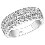 SHELOVES Row Eternity Rings for Womens 925 Sterling Silver Ring Cubic Zirconia Round Wedding Band Sz O