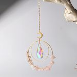 Cactopia Crystal Chips Round Suncatcher Prism Effect for Gifts, Window Hanging Ornament & Boho Garden Decor (Rose)