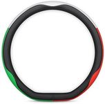 HOLDCY Car Steering Wheel Cover - Universal Fit, Anti - Slip,Breathable, Stylish Shape Design in Green/White/Red - Fits D Shape 14.5-15 Inch Steering Wheels