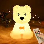 PAMANO Dog Night Light for Kids, Nursery Light Silicone Cute Bedside Lamp with Battery, 9 Colors Changing Tap Control Baby Animal Night Light USB Rechargeable Puppy Lights for Toddler Room Decor