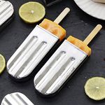 Cafopgrill Set of 6 Stainless Steel Ice Lolly Mold, Popsicle Mold Ice Cream Mould with Stainless Steel Stick Holder Base Lolly Maker Set Ice Pop Mold DIY Ice Cream Mould Maker Freezer