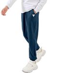 HIBETY Boys Athletic Pants, Moisture-Wicking Breathable Cotton Sweatpants with Elastic Drawstring Navy-L