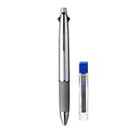 uni-ball Jetstream MSXES-1000 0.7mm 4 Color multifunctional Ball Point Pen With 0.5mm Mechanical Pencil & 0.5 HB Lead | Black, Blue, Red & Green Ink, Silver Body, Pack of 1