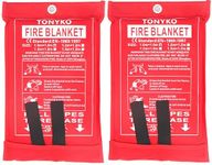 Tonyko Emergency Surival Fire Blanket Designed for Kitchen,Fireplace,Grill,Car,Camping (2, White)