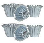 Prime Bakers and Moulders Aluminium Cup Cake Jelly Cupcake Baking Moulds for Oven - Set of 6 (Glass, Large)