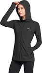 TSLA Women's UV Protection Outdoor Shirt, Lightweight Long Sleeve Workout Shirts Top, Full Zip Shirt with Hoodie & Pockets FSZ24-BLK Small