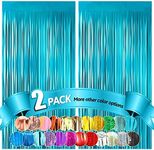 Fannev 3.3 ft x 8.2 ft Metallic Tinsel Foil Fringe Curtains Party Photo Back Drop Party Streamers for St. Patrick's Day, Birthday, Graduation, New Year Eve Decorations Christmas Wedding Decor 2 Pcs