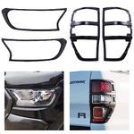 JHCHAN Headlight Cover and Tail Light Cover for Ford Ranger 2012-2022 Wildtrak Raptor XL XLT Limited Platinum Tremor T6 T7 T8 MK1 MK2 MK3 (2015-2022 Rear Light Headlight Set)