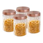 Nestasia Glass Jars & Containers for Kitchen Storage | Honeycomb Design Transparent Jars with Airtight Lids | Perfect for Pantry, Snacks, Masala, Pickles, Pulses (Set of 4, 1500ml Each)