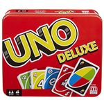Mattel Games UNO Deluxe, Classic Card Game for Kids and Adults for Family Game Night, Use as a Travel Game or Engaging Gift for Kids, 2 to 10 Players, Ages 7 and Up, K0888