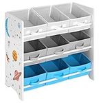 SONGMICS Children's Storage Shelf for Toys and Books, Toy Chest with 9 Removable Boxes UGKR33WT