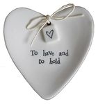 East of India 'To Have And To Hold' Large White Porcelain Heart Ring Dish Gift - Wedding Gift