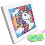 Neliblu Diamond Art for Kids - Enchanting Unicorn Theme - Includes Canvas, Frame, Diamonds, Glue, Tray, and Pen - DIY Arts and Craft Materials - Ideal Gift for Young Artists - 6"x6"