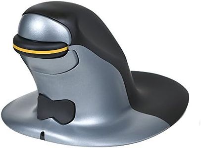 Posturite Penguin Ambidextrous Wireless Ergonomic Mouse | Rechargeable, Alleviates RSI, Easy-Glide, Vertical Design, PC Computer & Apple Mac Compatible (Black/Silver, Size: Small)