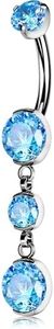OUFER Body Piercing Internally Titanium Belly bars Belly Piercing 14G Navel Bars Piercing Jewellery Aqua Belly Button Bars Dangle Navel Piercing Belly Button Ring