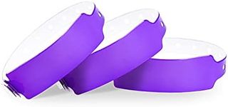 Wristall Plastic Wide Face Wristbands for Events - Vinyl Wristbands of Party by Fivepeans(Neon Purple, 100)