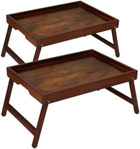 Lorveina Bamboo Breakfast Trays with Folding Legs, Medium, 2-Pack, Vintage