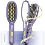 llano Hair Straightener Brush, Upgraded Ionic Hair Straightening Comb with Holder Clamp, Anti-Frizz Ceramic, Anti-Scald Ceramic straightening Brush (Lavender Purple)