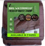 Tarp Cover Brown/Silver Heavy Duty Thick Material Water Proof Tear Proof UV Resistant Reinforced Edges Boat Tent RV or Pool Cover 8X10