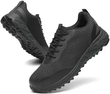 VikoViren Steel Toe Shoes for Men Women Comfy Lightweight Indestructible Work Shoes Non Slip Safety Sneakers Warehouse Industry Construction Shoes All Black M11.5