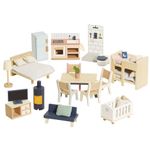 Le Toy Van - Wooden Dolls House Full Starter Furniture & Accessories Play Set For Dolls Houses | Dolls House Furniture Sets - Ages 3+