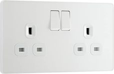 BG Electricals Evolve Double Switched Power Socket, 13A, Pearlescent White