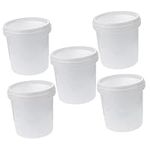 CIYODO 5pcs Food Grade Plastic Bucket Beach Bucket Buckets with Lids Small Bucket with Lid Industrial Pails Cleaning Bucket Car Washing Tub White Water Bucket with Handle Farm Bucket Pet