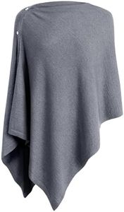 PULI Women's Versatile Knitted Shawls Scarf Poncho Sweater with Buttons Lightweight Spring Summer Fall Wraps slate gray