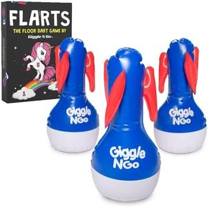 Giggle N Go Outdoor Games for Kids, Adults & Family - The Original Flarts Floor and Yard Darts Game with Inflatable Pins, Lawn Pegs and Mat - Unicorn Theme