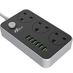 Hulker Power Strips with USB ports 3 Way Outlets 6 USB Ports Power Socket with 2M Bold Extension Cord Smart USB Charger UK Socket