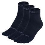 TRIWONDER 3 Pairs Toe Socks Five Finger Socks Running Socks Breathable Sport Sock Mini Crew Socks (Black - 3 Pairs, M)