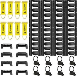 DC Cargo Mall E Track Rail Tie-Down Kit - 32 Piece Set Etrack Kit -5' Rails, End Caps, Rope Tie Offs & O Ring Anchors - E Track Accessories System Starter Kit For Securement In Trucks, Vans & Trailers