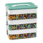 POSHIGE Stackable Toys Organizer Storage Case, Stackable Storage Container with 3-Layer 48 Big Compartments, Storage Box Compatible with Lego Storage Organizer, Hot Wheels, Mini Toy Figures