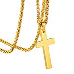 GOLDCHIC JEWELRY Gold Cross Necklace with Simple Plain Pendant, 316L Stainless Steel Christian Jewellery For Women