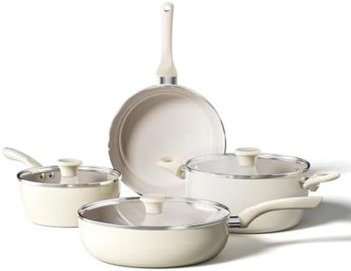 Redchef Ceramic Cookware Set 7Pcs, Nonstick Pots and Pans Set, White