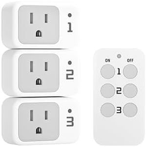 Remote Control Outlet, TESSAN Electrical Light Switch, Plug in Wall Plug with ON/Off Switch for Indoor String Lights, Lamps, Home Small Appliances, 100ft Range (1 Remote + 3 Outlets)