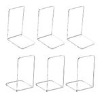 MerryNine 6 Pack Plastic Acrylic Bookends, 3 Pairs Clear Acrylic Non Skid Book Ends Organizer Bookshelf Decor Decorative Bedroom Library Office School Supplies Stationery Gift