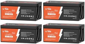 Litime 4Pcs 12V 400Ah Plus LiFePO4 Lithium Battery, 250A BMS, 5120Wh Energy- 3200W Max, 4000-15000 Cycles & 10-Year Lifetime, Load Power Group 8D Battery Perfect for RV Home Solar System (4 Packs)