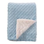 CREVENT Soft Lightweight Warm Sherpa Backing Baby Throw Blanket for Infant Toddler Crib Cot Stroller Gift for Baby Boys (75cmX100cm Blue dot)