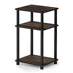 Furinno Just 3-Tier Turn-N-Tube End Table, Side Table, Nightstand, Columbia Walnut/Black