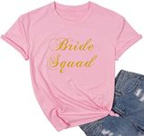 RuDily Bride Sweatshirt Bride Women Embroidered Bride Gifts Shirts Bachelorette Party Shirt Wedding Vacation Pullover Top, Pink Bride Squad, Small