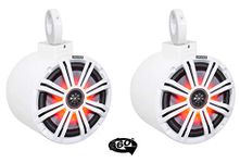 (2) Kicker KM8 8" LED 360 Swivel White Aluminum Wakeboard Tower Speakers