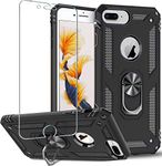 iPhone 8 Plus,iPhone 7 Plus,iPhone 6s Plus/ 6 Plus Case,Folmeikat With Screen Protector 360 Degree Rotating Metal Ring Shock Absorption Reinforced Corner TPU for Apple iPhone 6 6s 7 8 Plus 5.5" Black