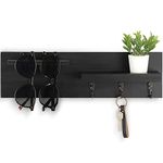 Lucundm Key Holder for Wall, Decorative Entryway Shelf with Hooks Holds Keys, Dog Leash, Sunglasses – Key Hanger with 3 Hooks Organizes, Enhances Home Decor (15” x 4.5” x 2.6”)