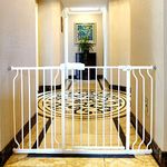 ALLAIBB Extra Wide Pressure Mount Baby Gate Auto Close White Metal Child Dog Pet Safety Gates with Walk Through for Stairs,Doorways,Kitchen and Living Room 48-52.8 in