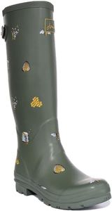 Joules Women's Welly Print Wellington Boots, Khaki Bee, 5 US
