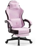 Dowinx Gaming Chair Fabric with Pocket Spring Cushion, Ergonomic Computer Chair with Footrest, Gamer Chair for Adults, Home Office Game Chair with Massage Lumbar Support, Pink and Black