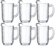 Carlisle FoodService Products Clear Pitcher Tall Pitcher, Plastic Pitcher for Restaurants, Catering, Kitchens, Plastic, 48 Ounces, Clear, (Pack of 6)