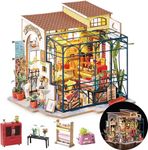 Rolife DIY Miniature House Kit Flower Shop, Tiny House Kit for Adults to Build, Mini House Making Kit with Furniture, Halloween/Christmas Decorations/Gifts for Family and Friends(Emily's Flower Shop)