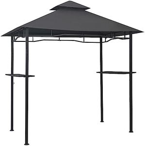 vidaXL Heavy-Duty BBQ Gazebo with Steel Frame and Double-Layer Roof, Weather-Resistant and Fire-Retardant, Complete with Bar Counters - Anthracite